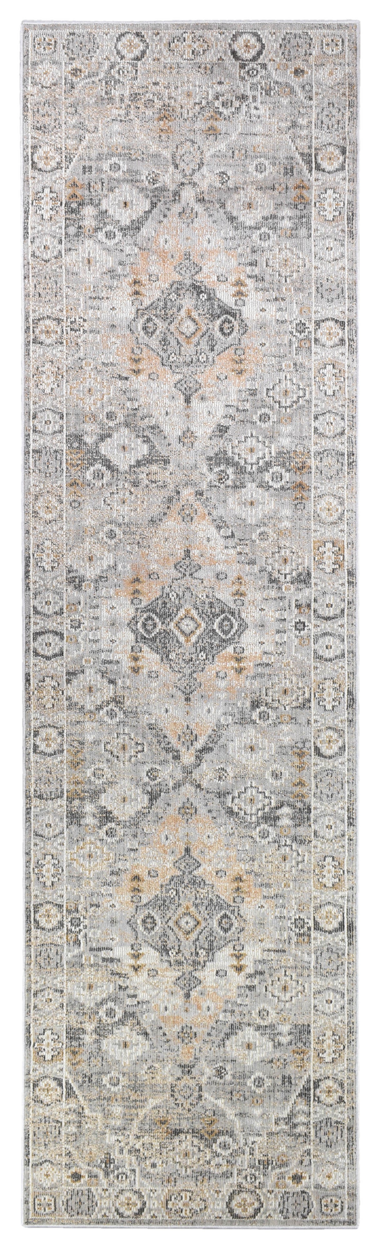 Marakesh Grey Mustard Runner Rug 0320C