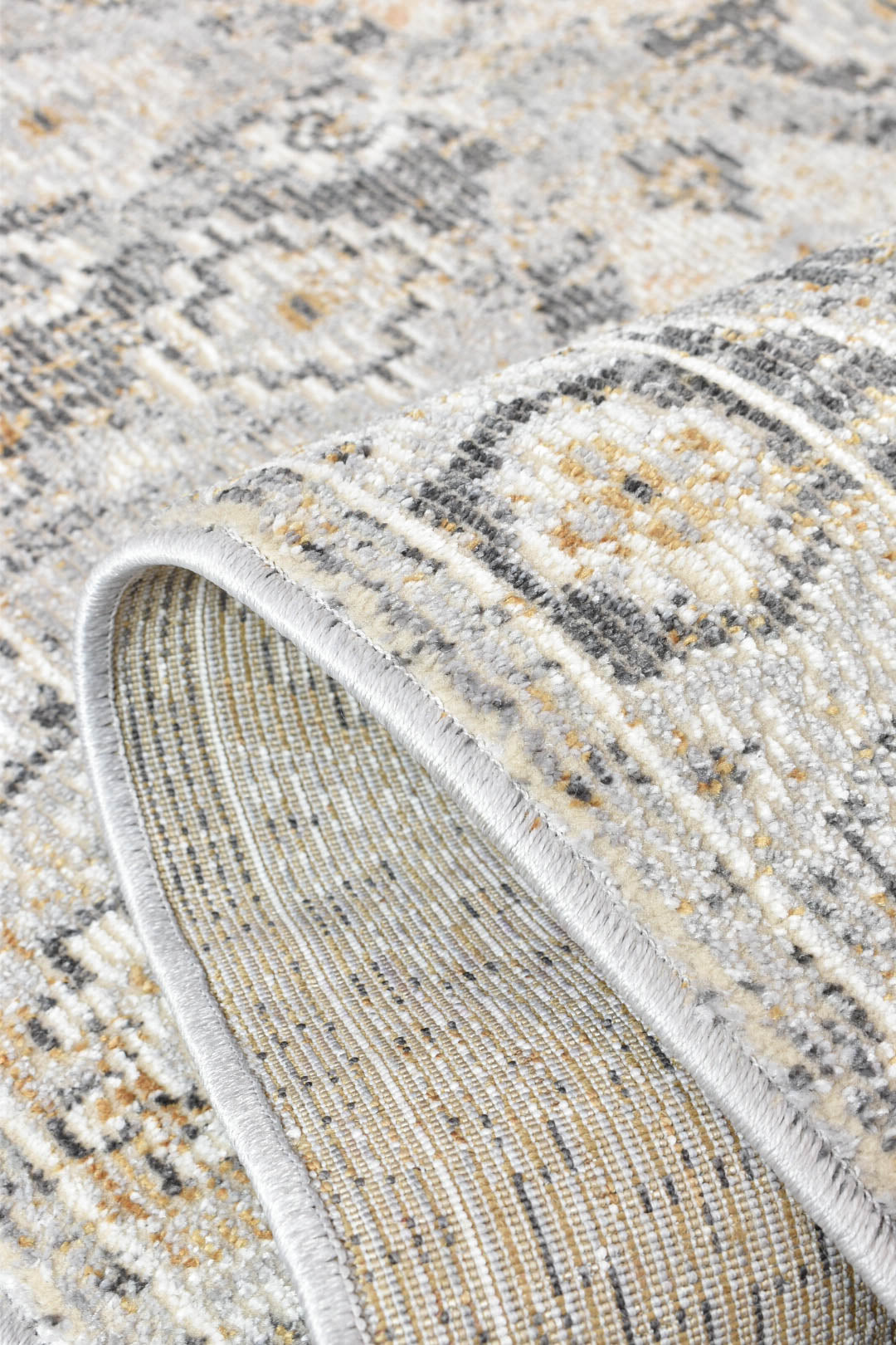 Marakesh Grey Mustard Runner Rug 0320C