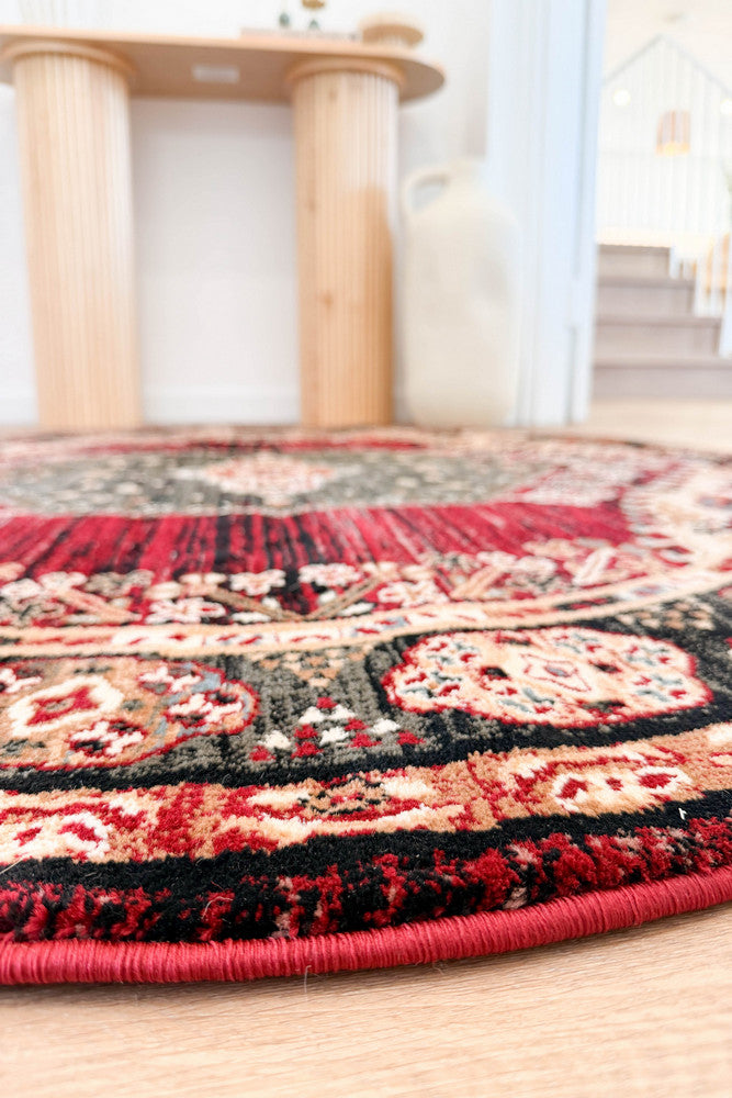 Riviera Medallion 45 Red Round Rug