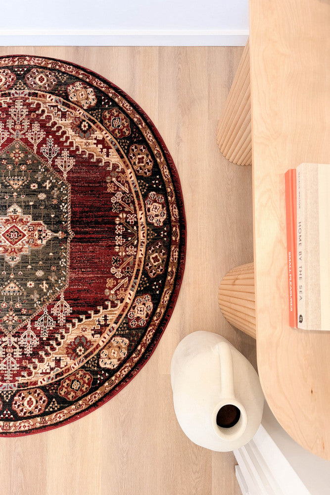 Riviera Medallion 45 Red Round Rug