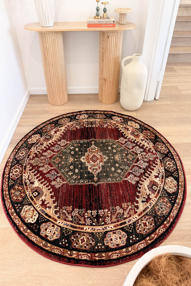 Riviera Medallion 45 Red Round Rug