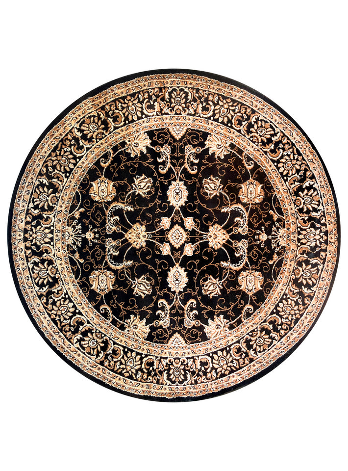 Riviera Traditional 84 Black Round Rug