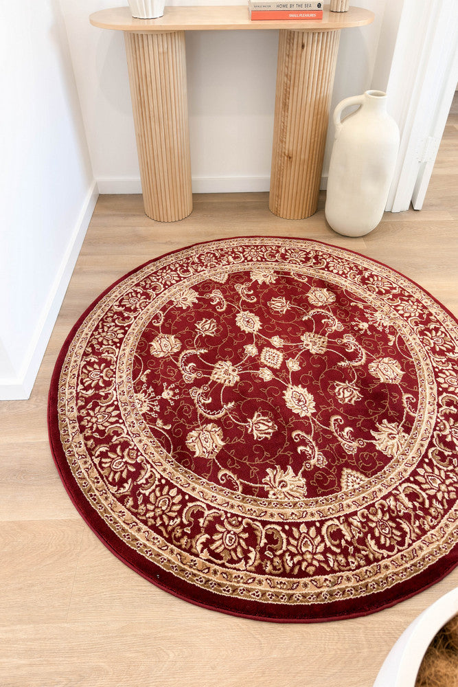 Riviera Traditional 84 Red Round Rug
