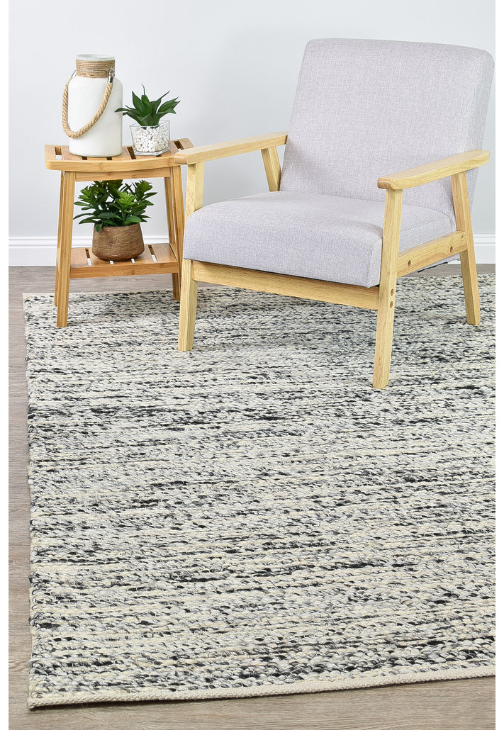 Alby Wool Ivory Black Rug