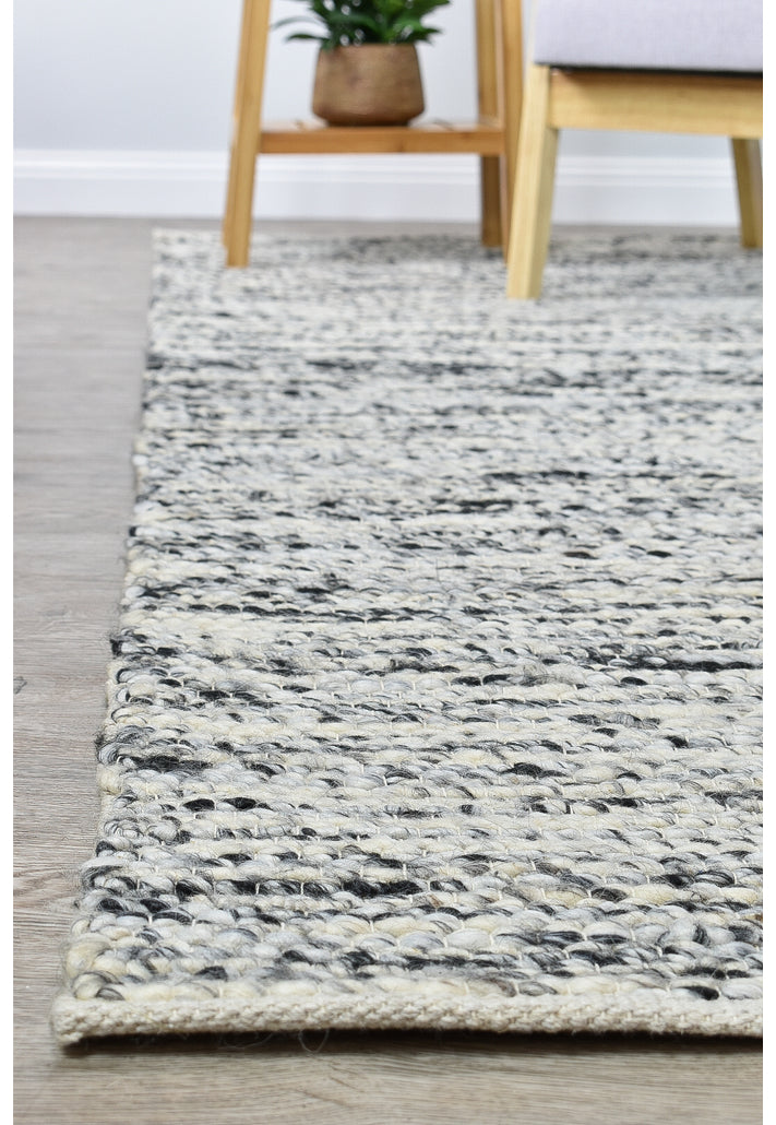 Alby Wool Ivory Black Rug