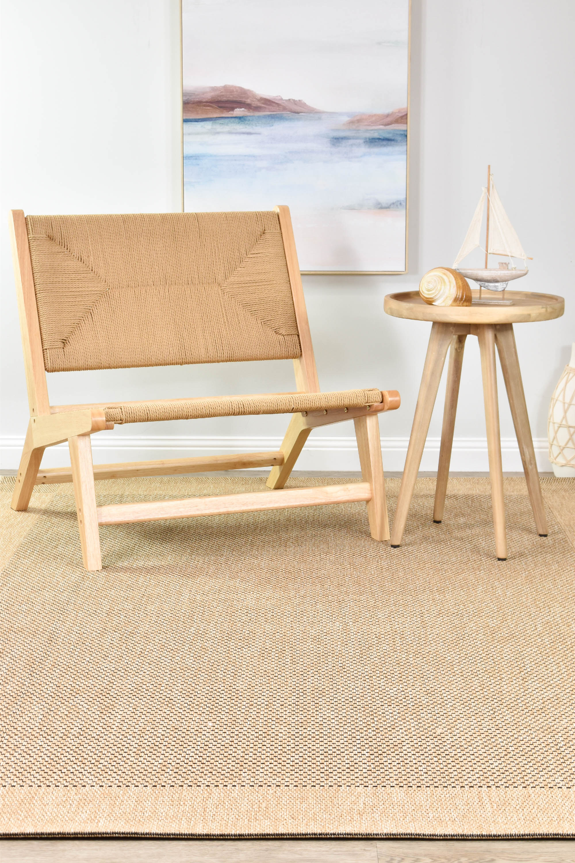All Seasons Sisal Sand Black Rug 3900-820
