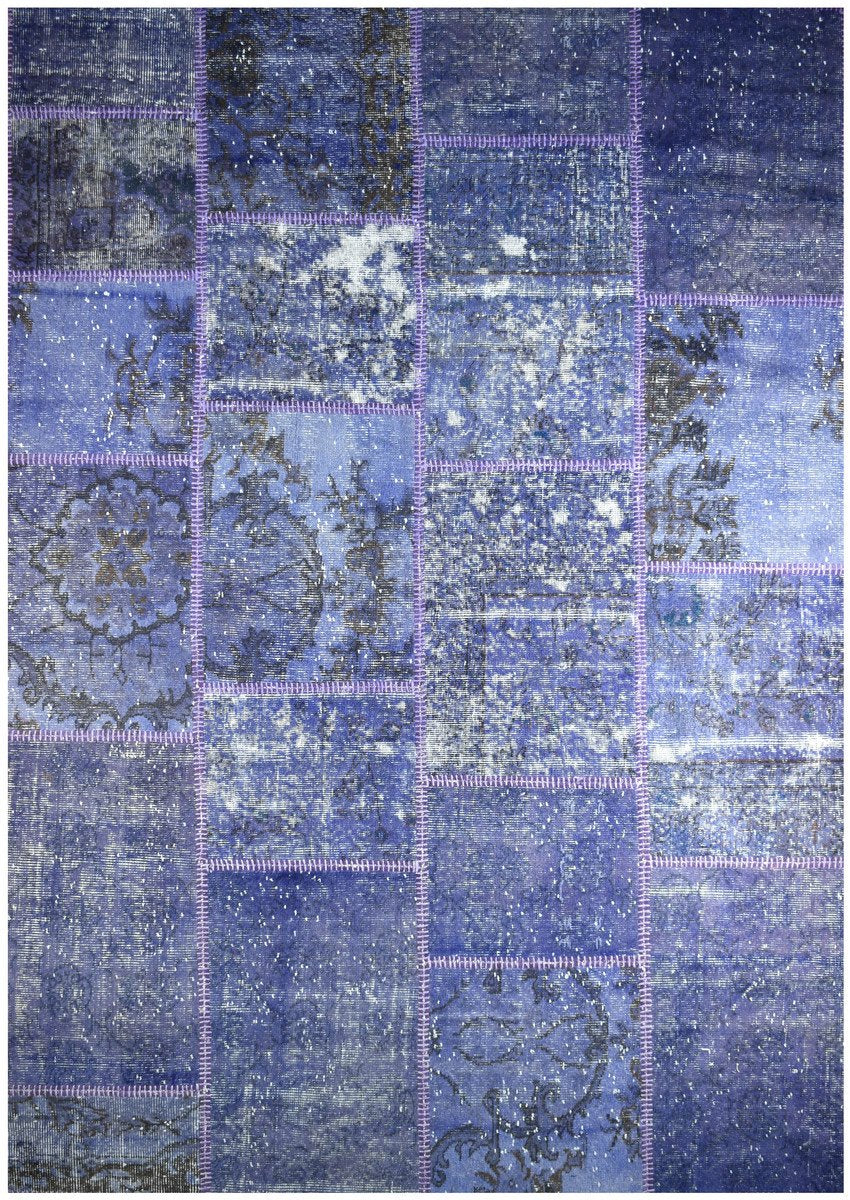 Handmade Persian Patchwork Purple Coloured Rug