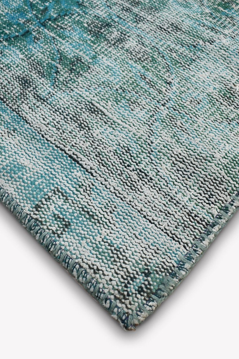 Handmade Persian Patchwork Green Coloured Rug