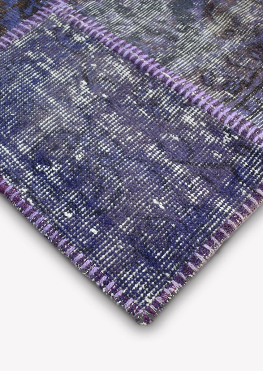Handmade Persian Patchwork Purple Coloured Rug