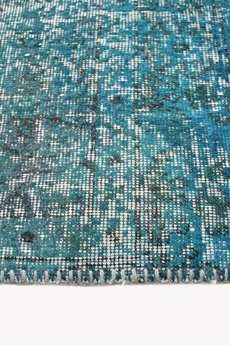 Handmade Persian Patchwork Green Coloured Rug