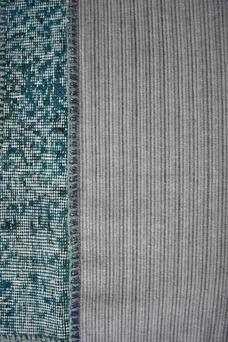 Handmade Persian Patchwork Green Coloured Rug