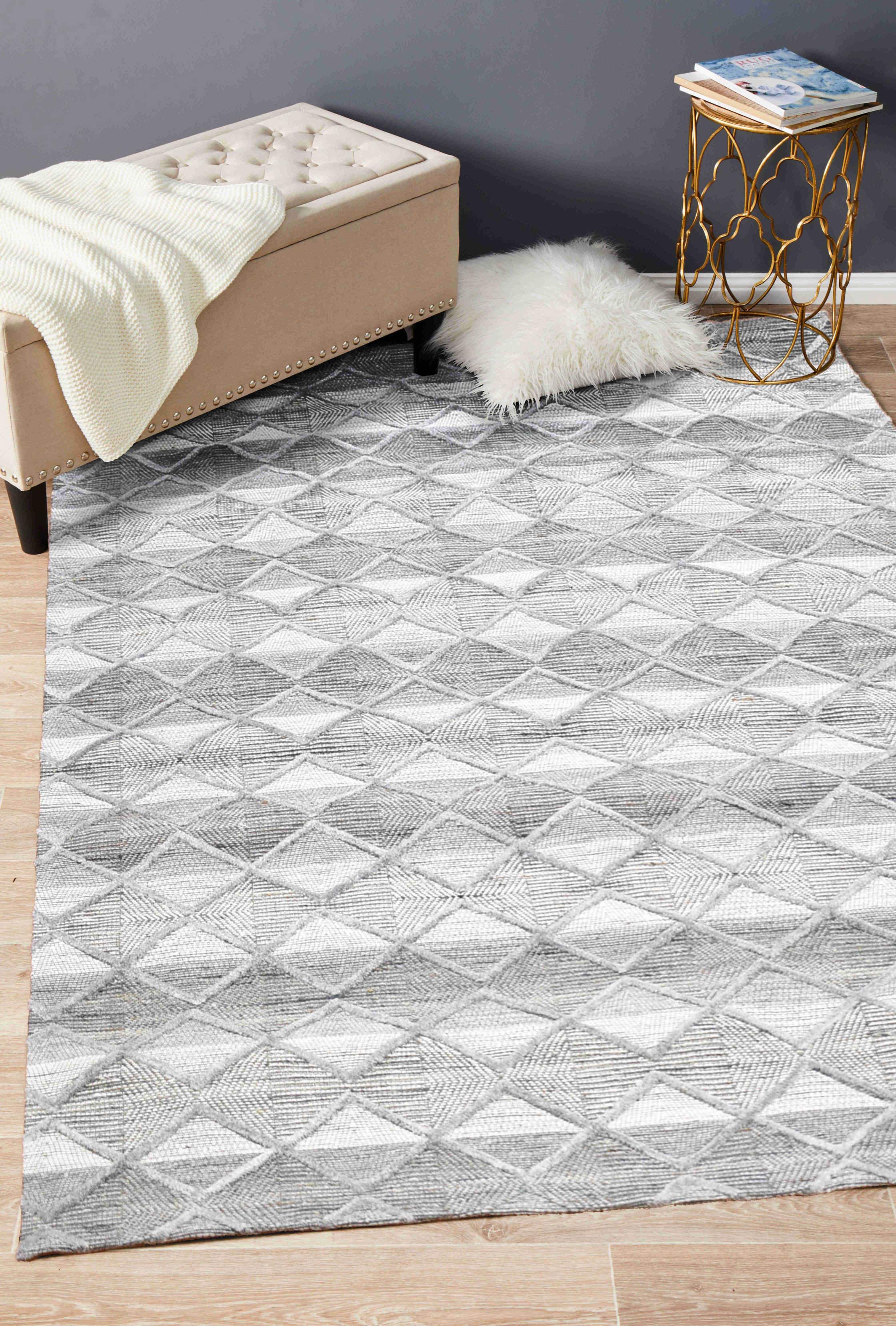 Medina Silver Teal Wool Rug