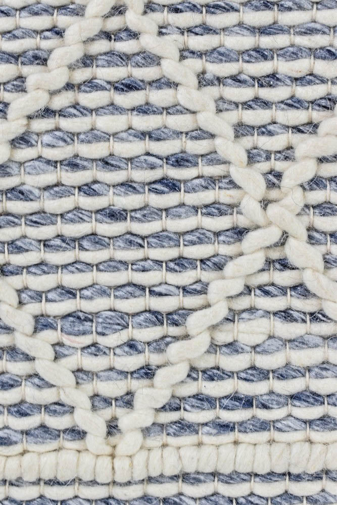 Labin Fringe Blue White Wool Rug