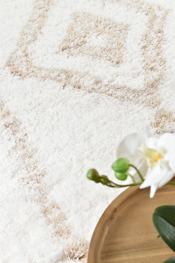 Mascot Shaggy Beige White Rug 8745A