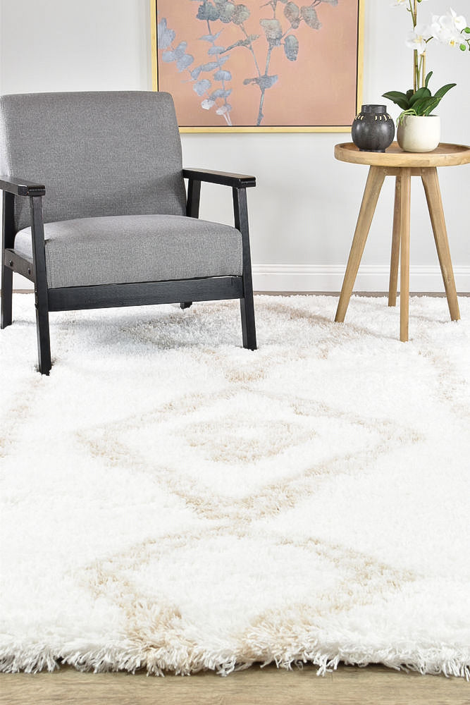 Mascot Shaggy Beige White Rug 8745A