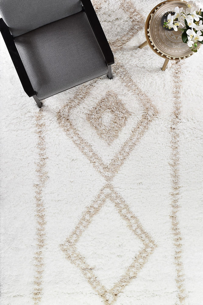 Mascot Shaggy Beige White Rug 8745A