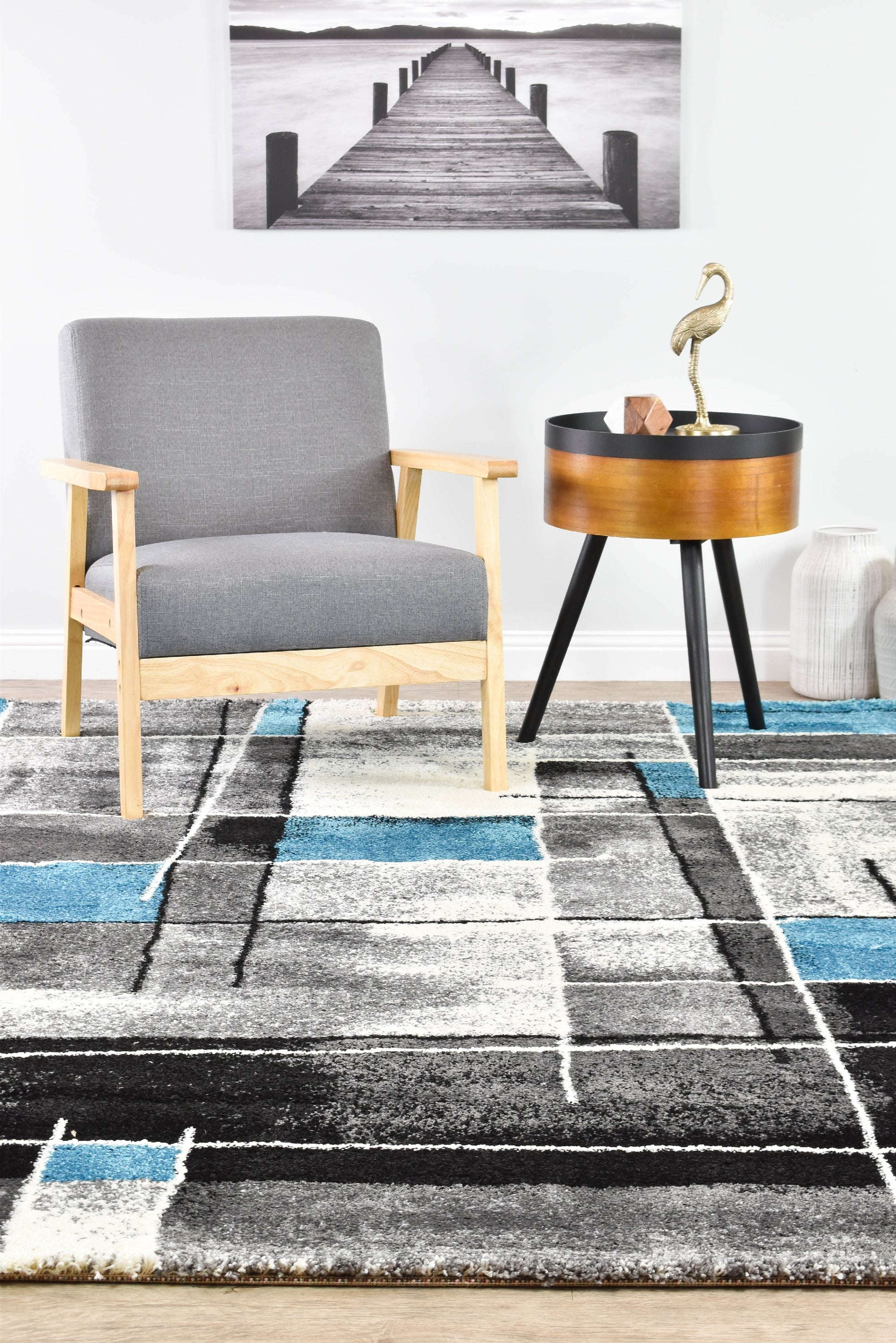 Millard 297 Dark Grey Turquoise Rug
