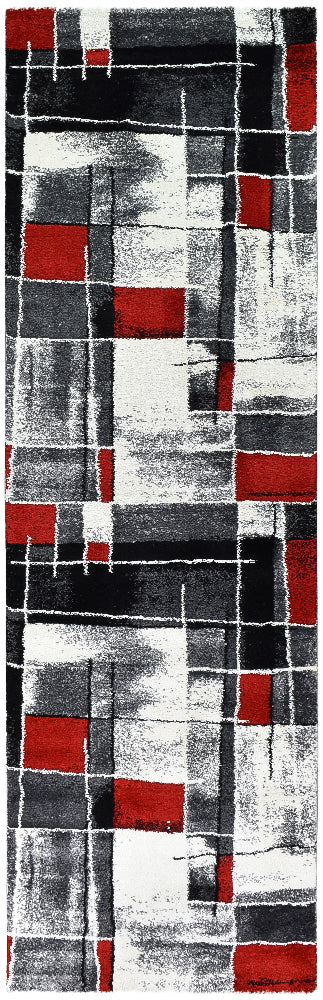Millard 297 Dark Grey Red Rug