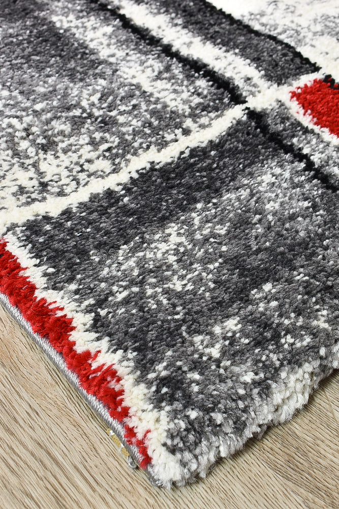 Millard 297 Dark Grey Red Rug