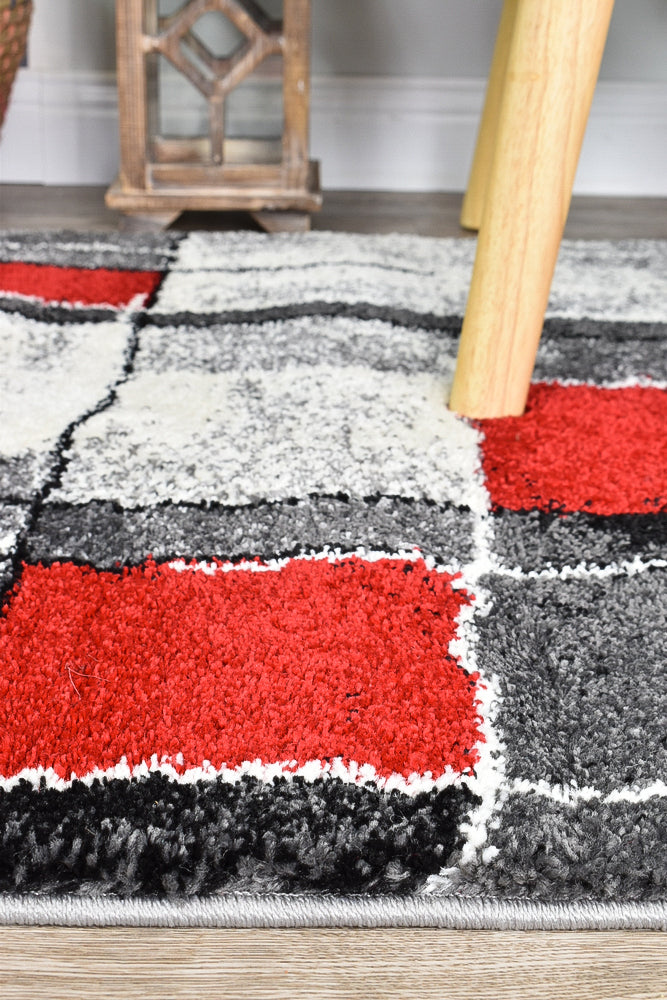 Millard 297 Dark Grey Red Rug
