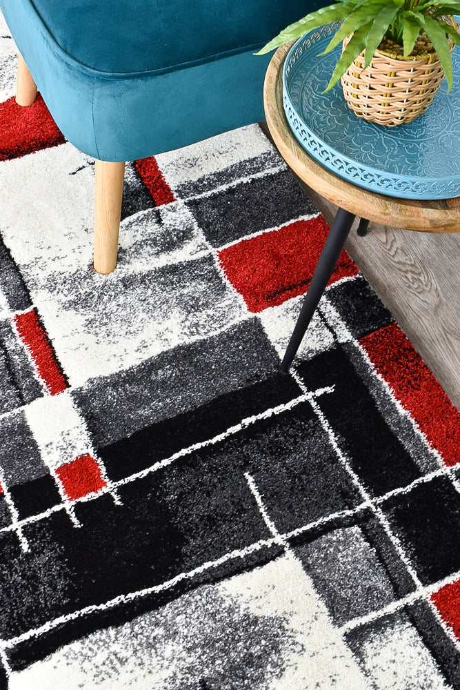 Millard 297 Dark Grey Red Rug