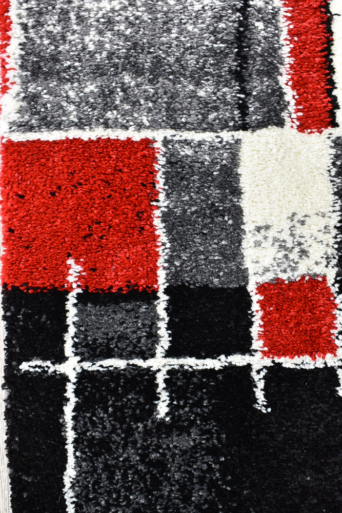 Millard 297 Dark Grey Red Rug