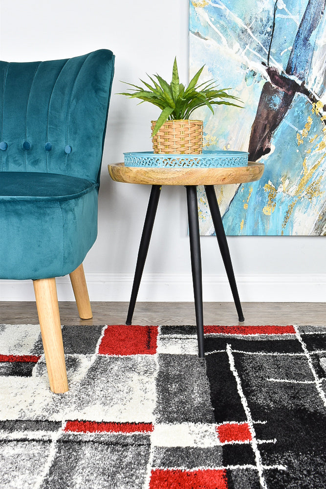 Millard 297 Dark Grey Red Rug