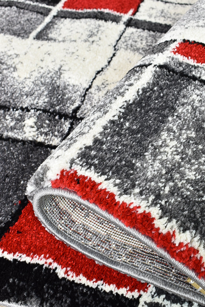 Millard 297 Dark Grey Red Rug