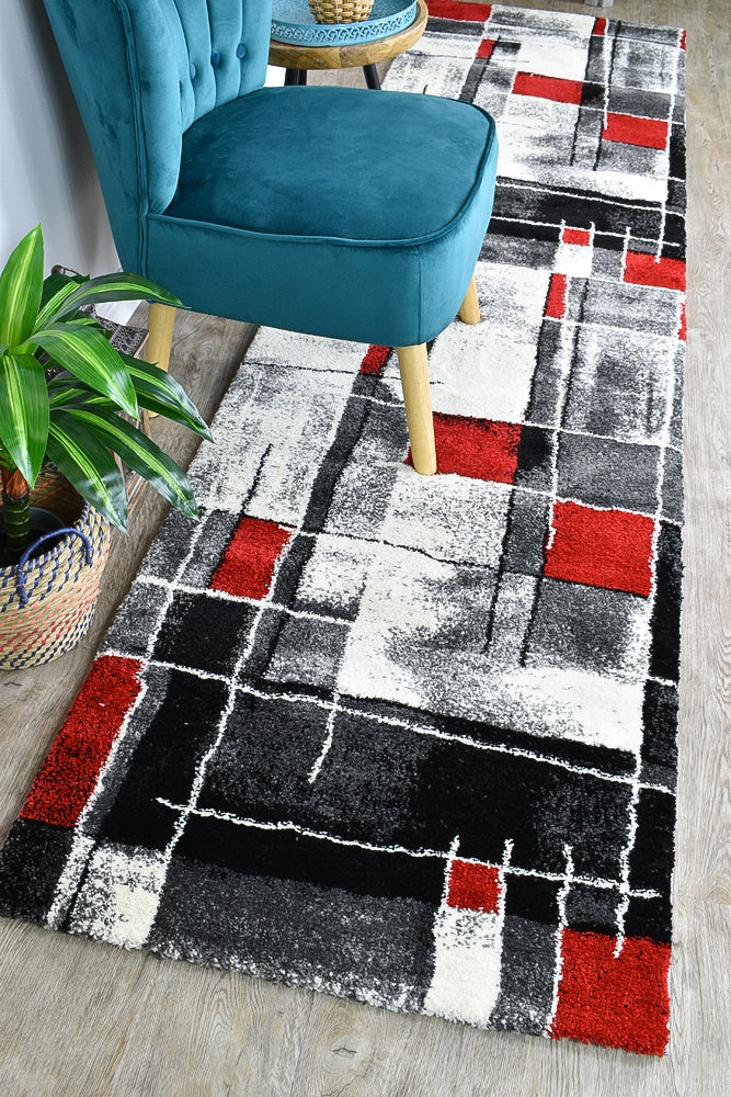 Millard 297 Dark Grey Red Rug