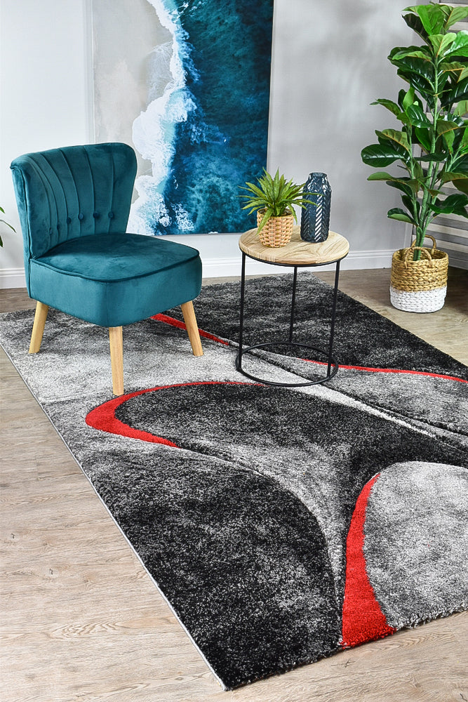 Millard 37 Dark Grey Red Rug