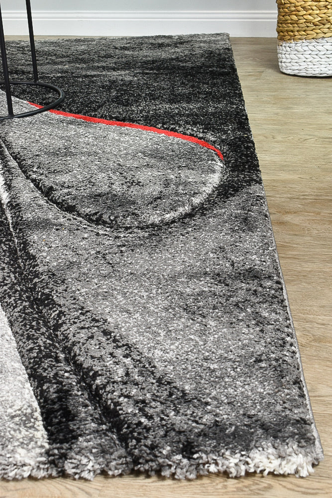 Millard 37 Dark Grey Red Rug
