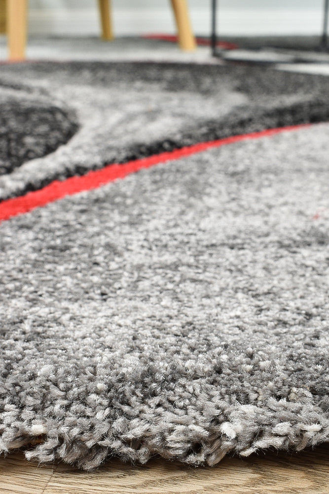 Millard 37 Dark Grey Red Rug