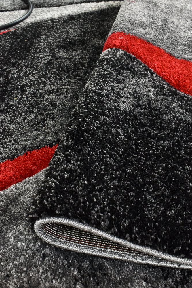 Millard 37 Dark Grey Red Rug