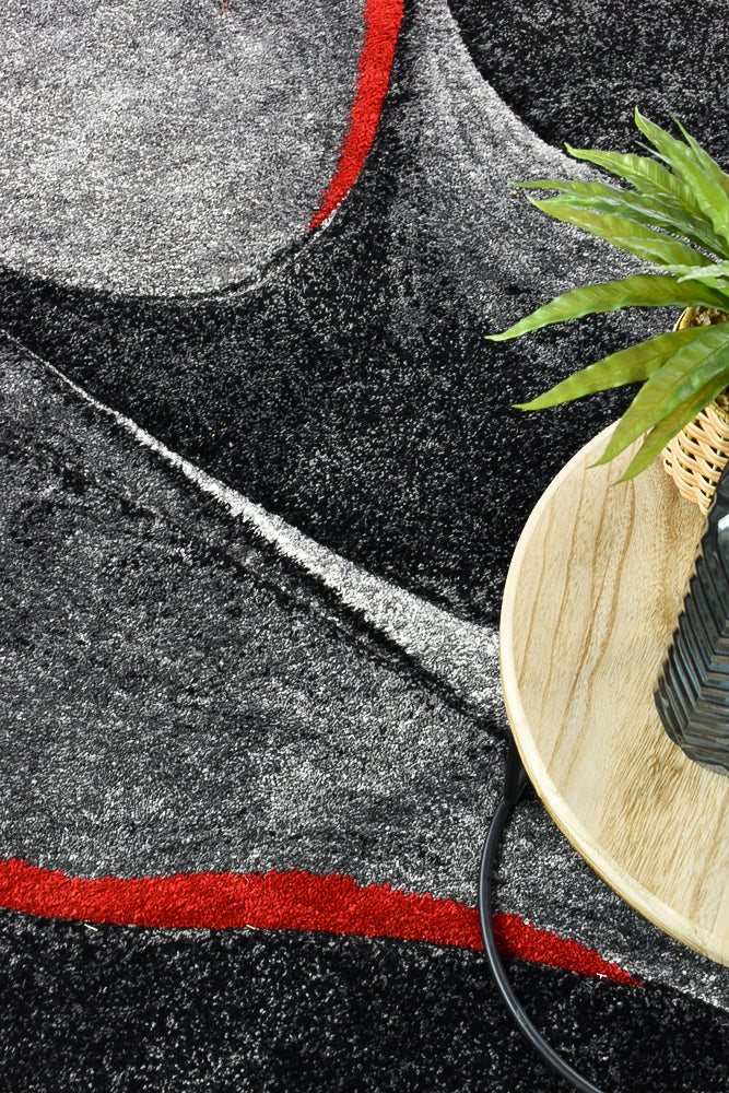 Millard 37 Dark Grey Red Rug