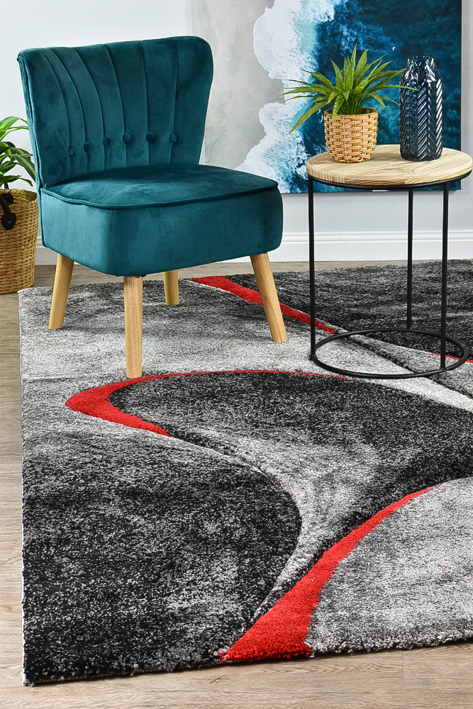 Millard 37 Dark Grey Red Rug