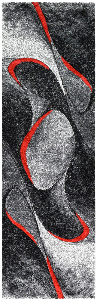 Millard 37 Dark Grey Red Rug