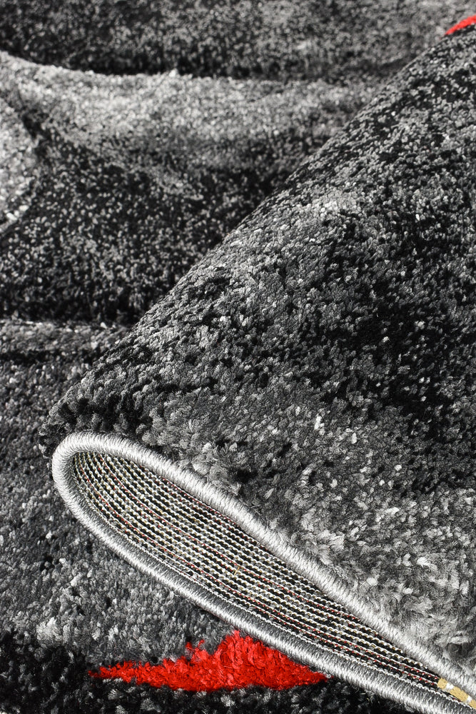 Millard 37 Dark Grey Red Rug