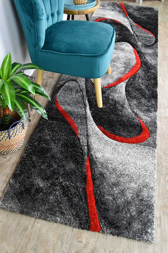 Millard 37 Dark Grey Red Rug