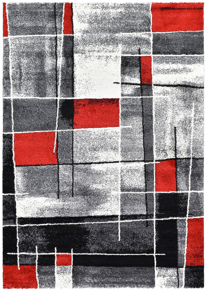 Millard 297 Dark Grey Red Rug