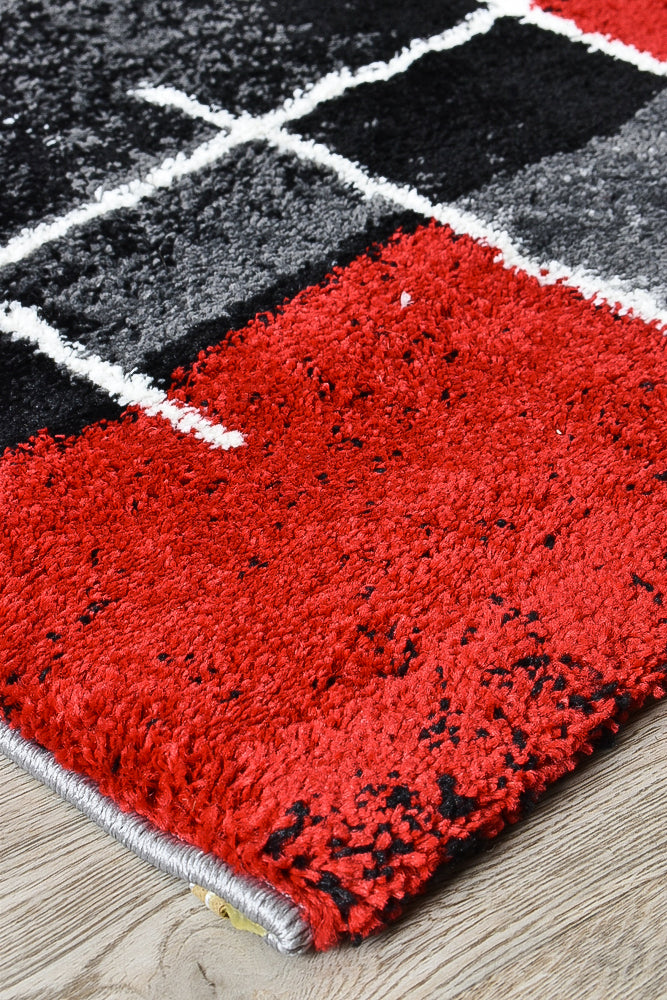 Millard 297 Dark Grey Red Rug