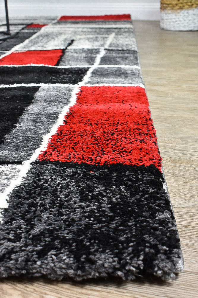 Millard 297 Dark Grey Red Rug