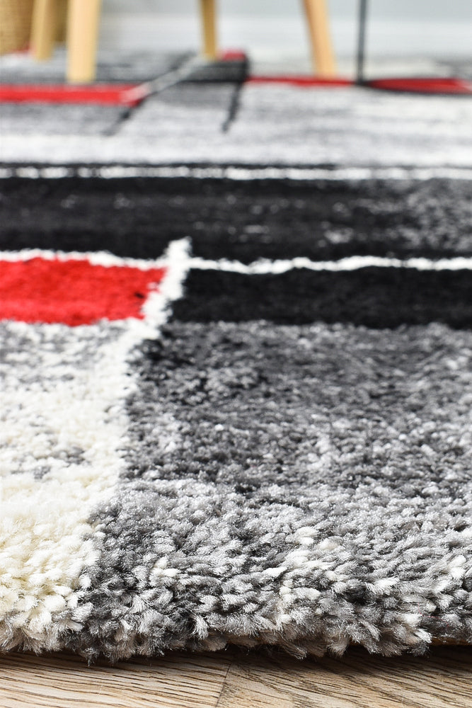 Millard 297 Dark Grey Red Rug