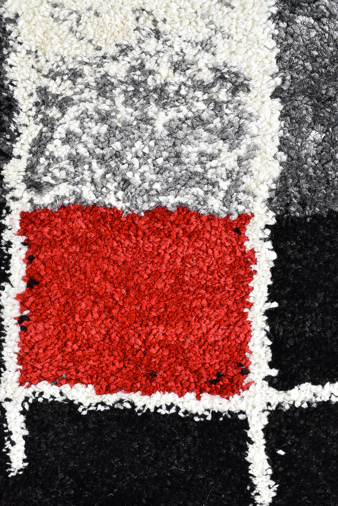 Millard 297 Dark Grey Red Rug