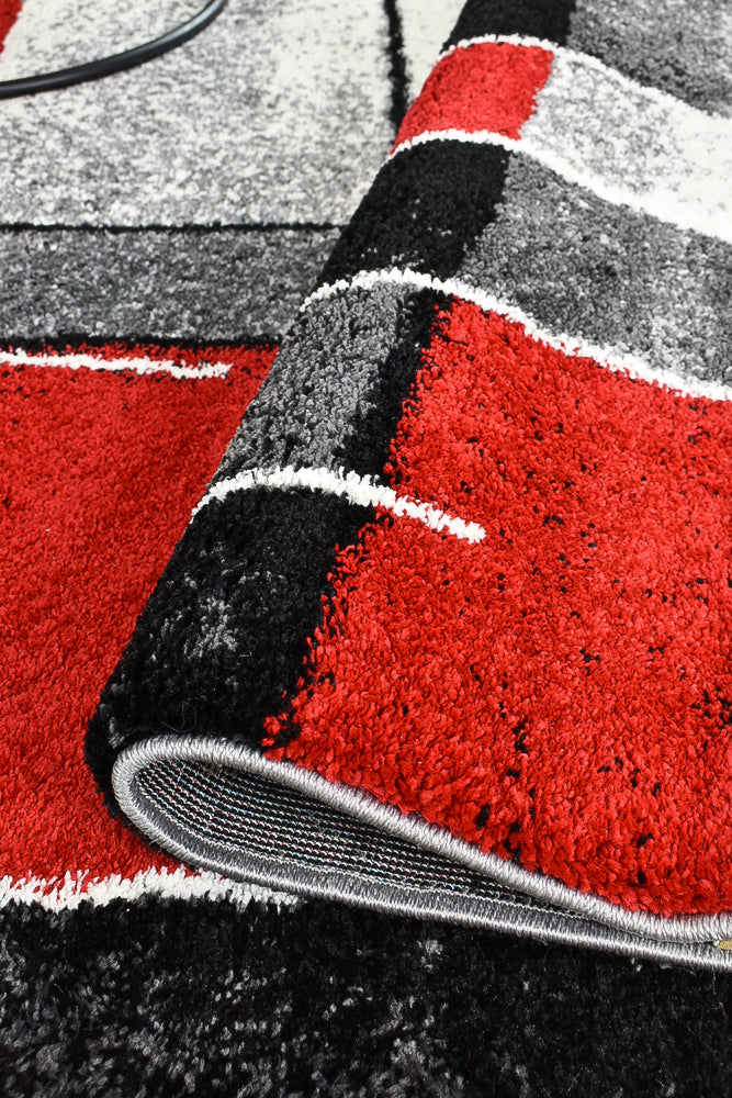 Millard 297 Dark Grey Red Rug
