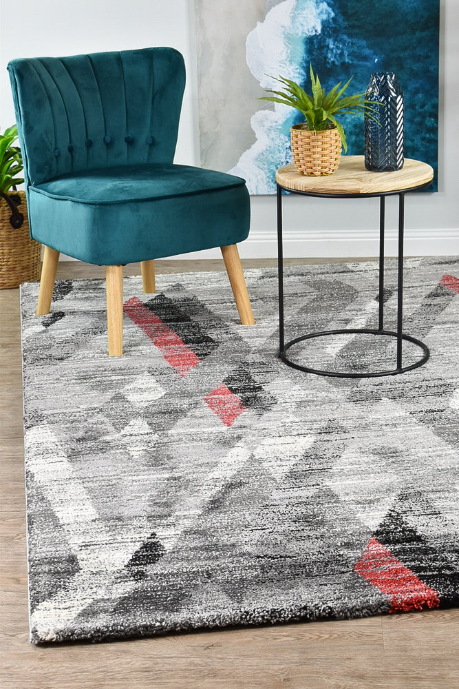 Millard 370 Light Grey Red Rug