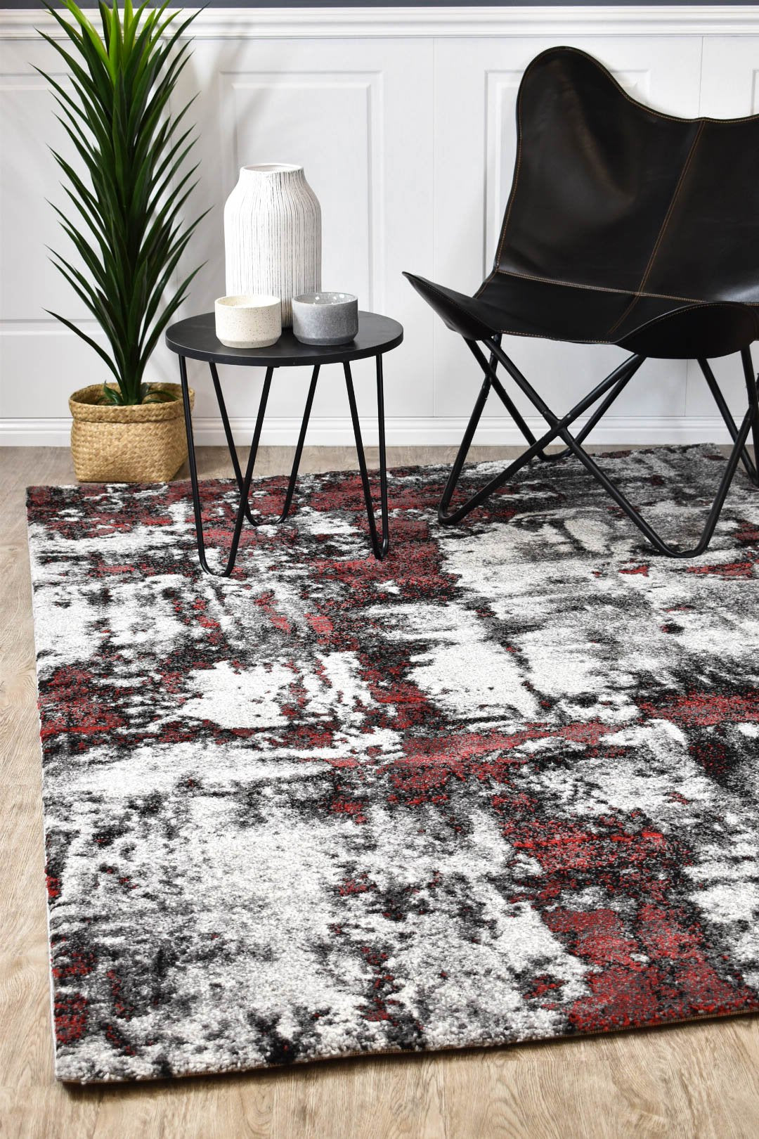 Millard 177 Light Grey Red Rug