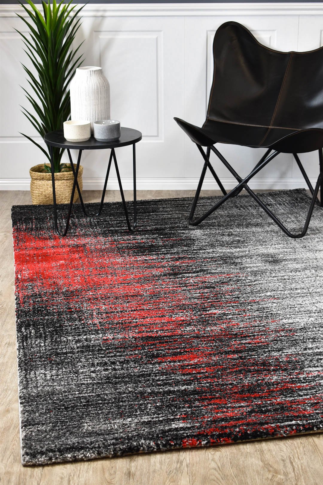 Millard 409 Light Grey Red Rug