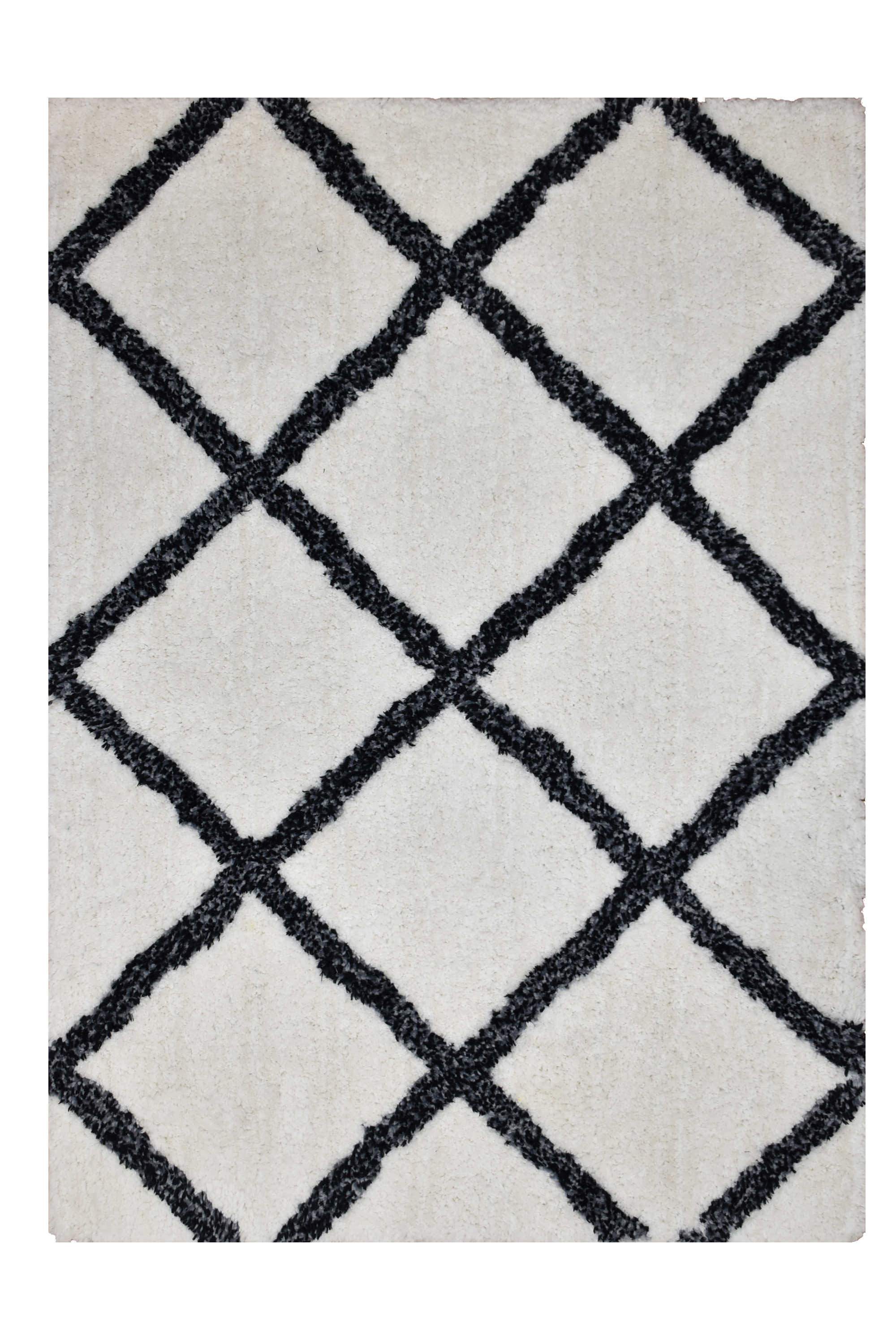 Auckland Shaggy Ivory Black Grey Rug
