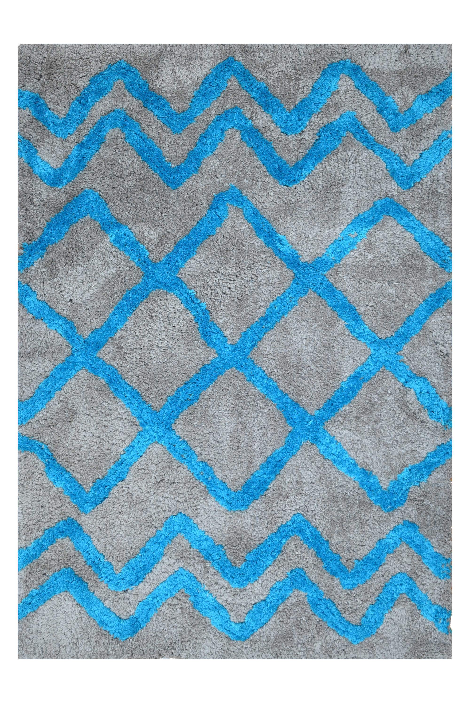 Auckland Shaggy Sand Teal Rug