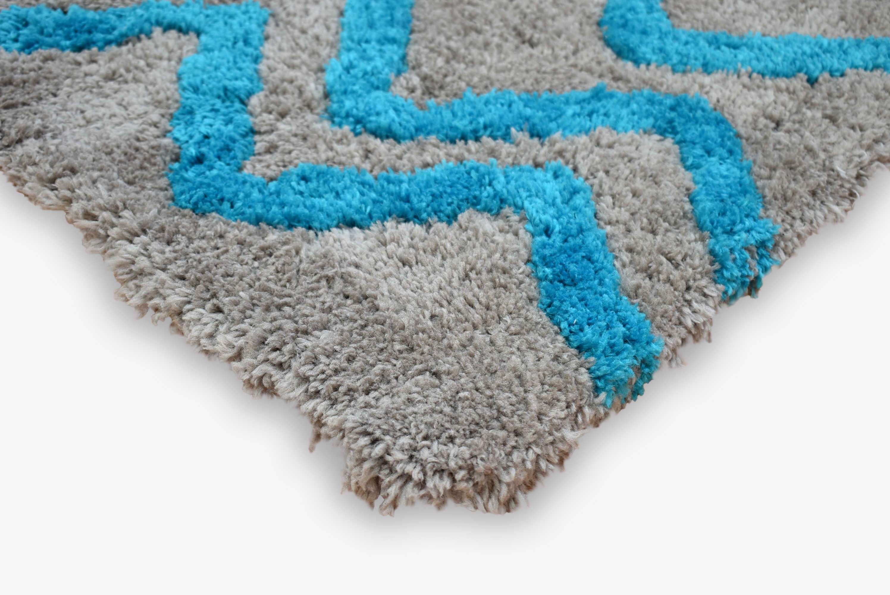Auckland Shaggy Sand Teal Rug